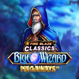 Play the Fire Blaze Blue Wizard Megaways slot by Rarestone Gaming on Stake Casino